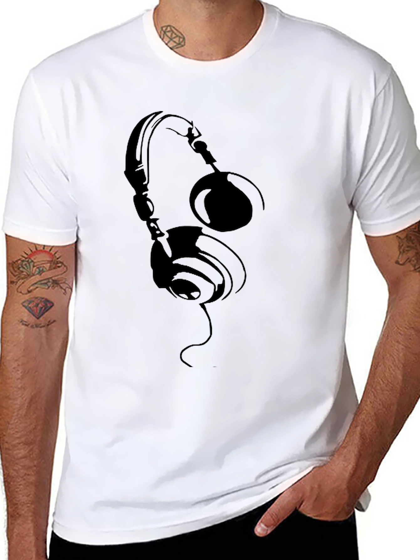 Headphones Graphic T-Shirt - Black