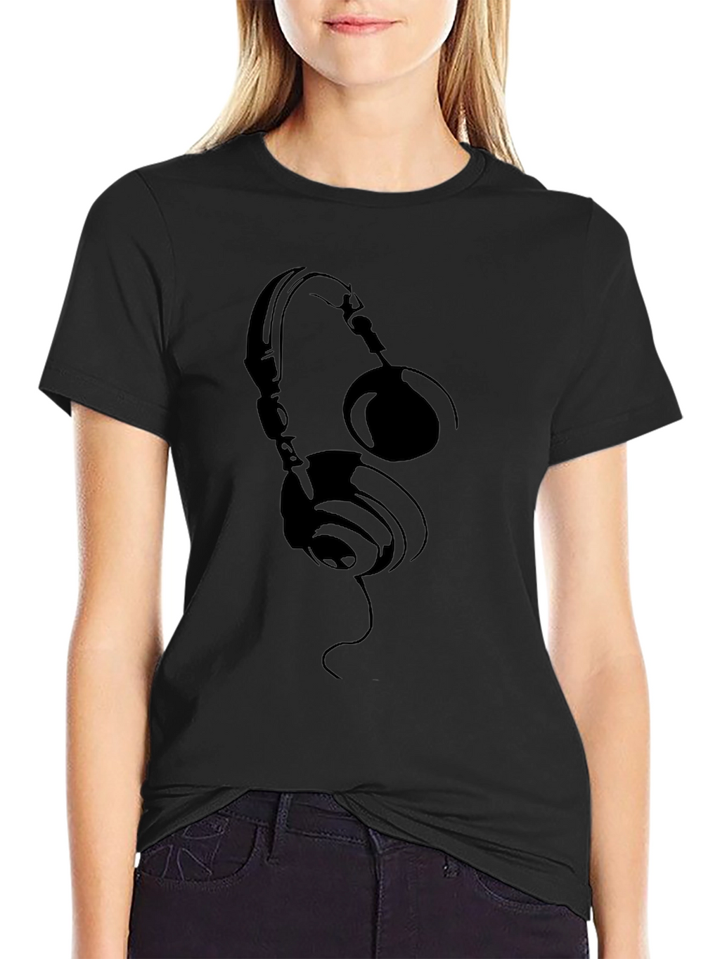 Headphones Graphic T-Shirt - Black