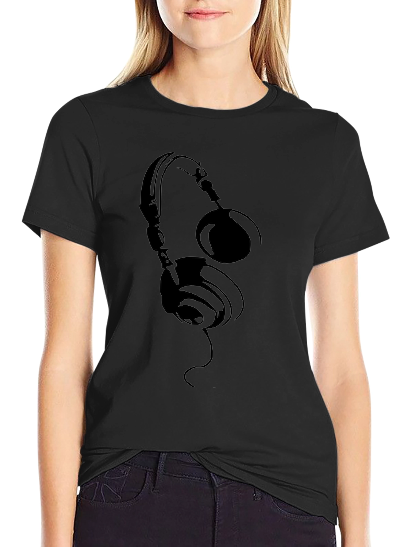 Headphones Graphic T-Shirt - Black