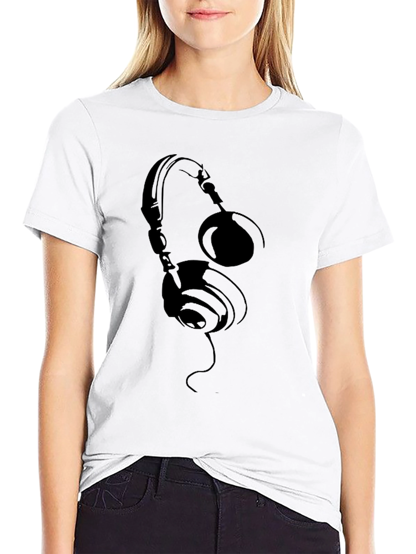 Headphones Graphic T-Shirt - Black