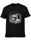 Truck & Floral Graphic T-Shirt