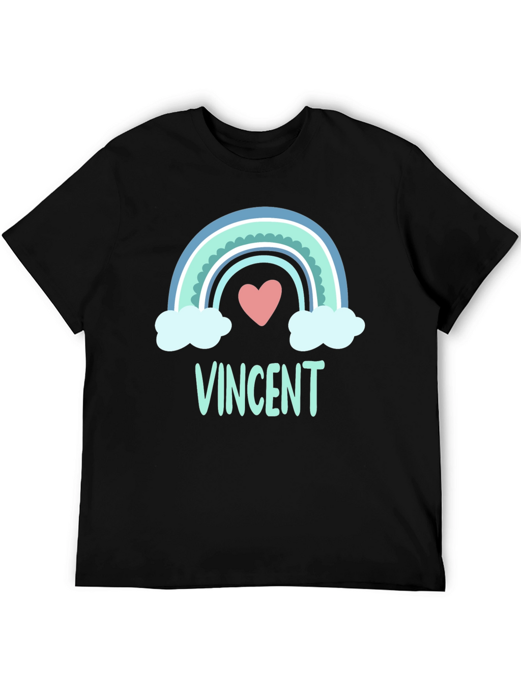 Personalized Vincent Rainbow Heart T-Shirt