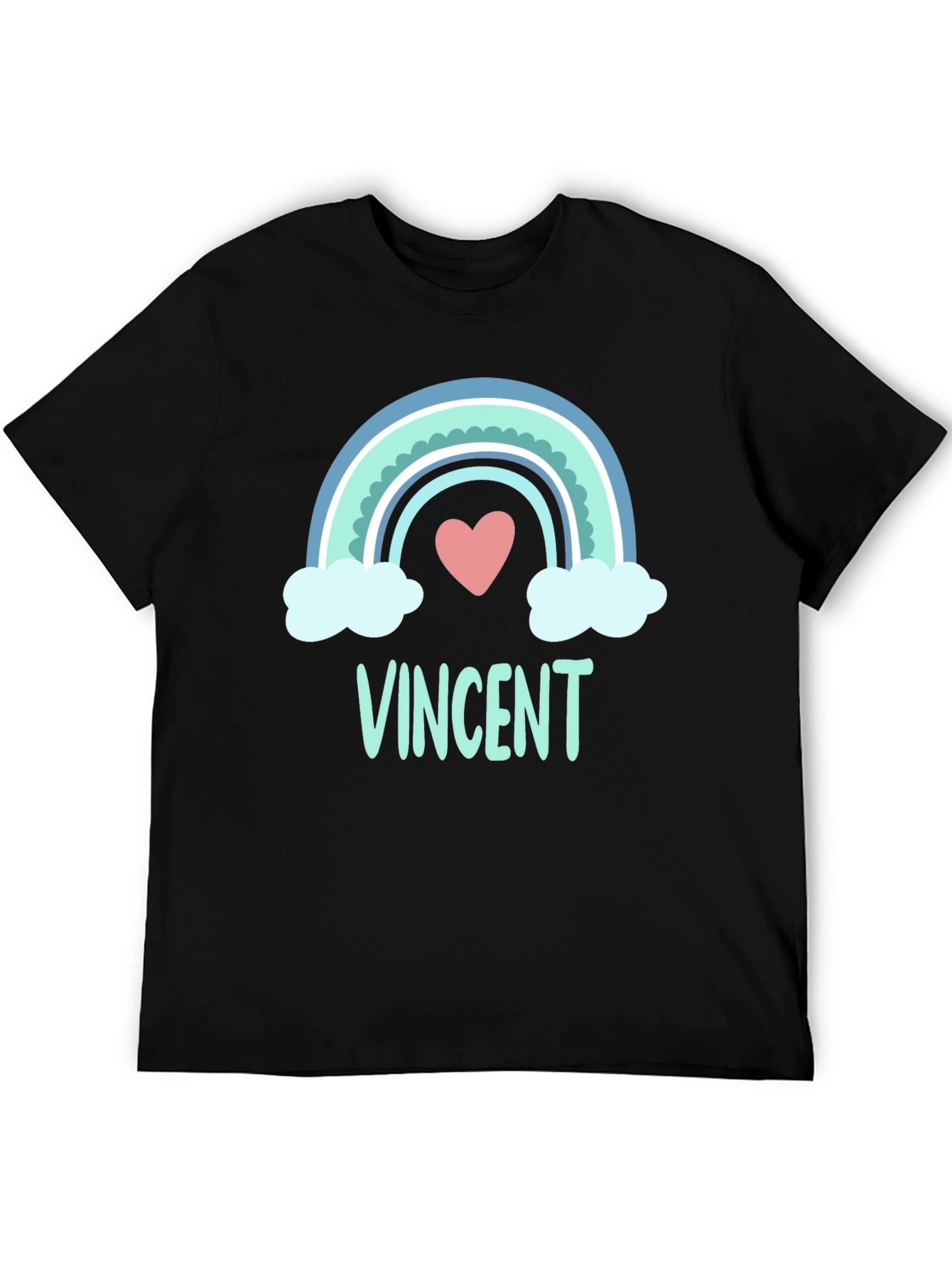 Personalized Vincent Rainbow Heart T-Shirt