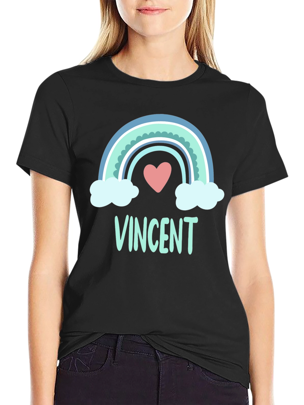 Personalized Vincent Rainbow Heart T-Shirt