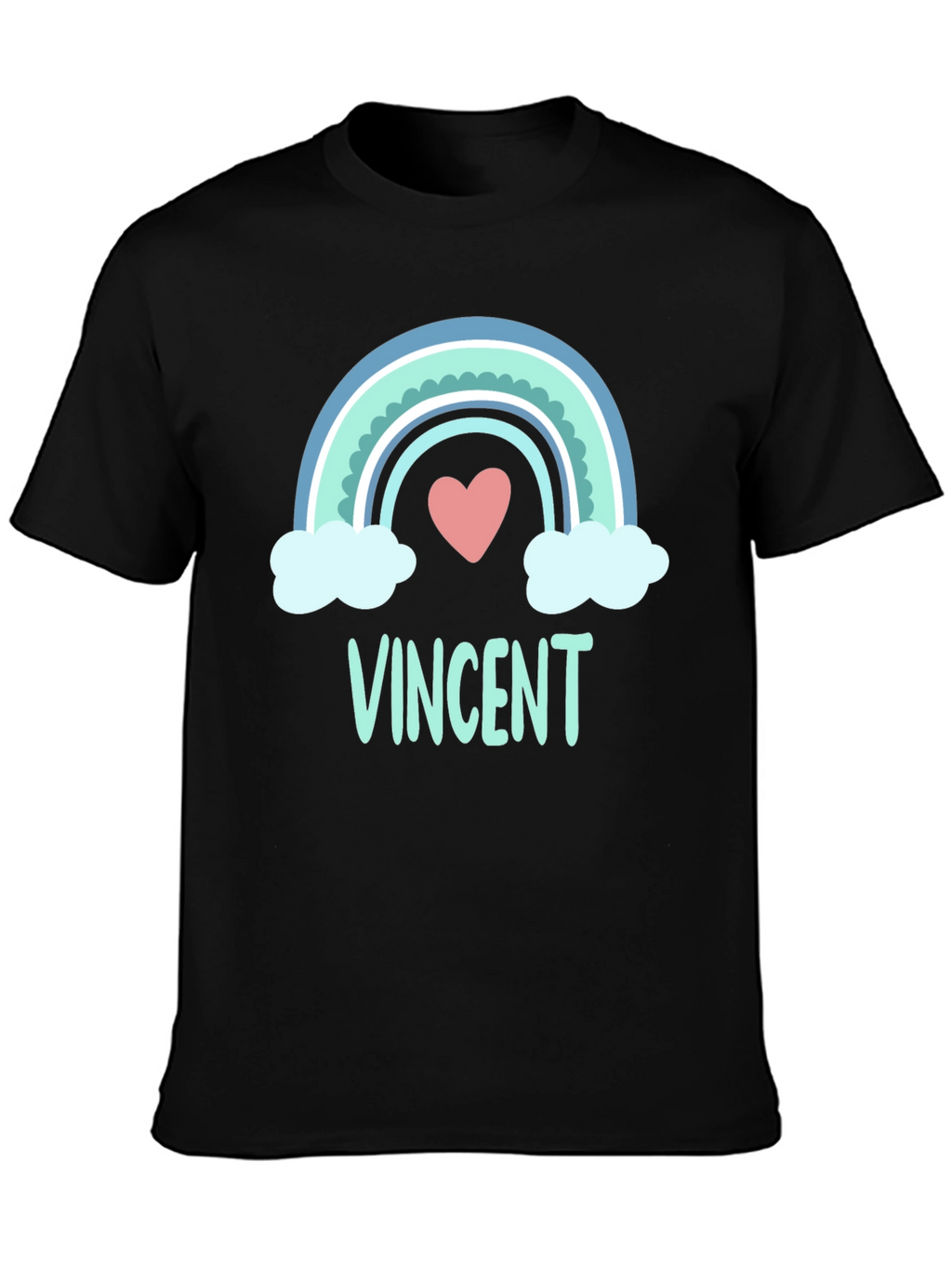 Personalized Vincent Rainbow Heart T-Shirt