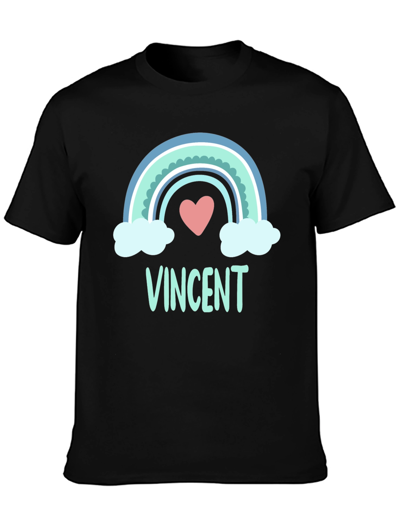 Personalized Vincent Rainbow Heart T-Shirt