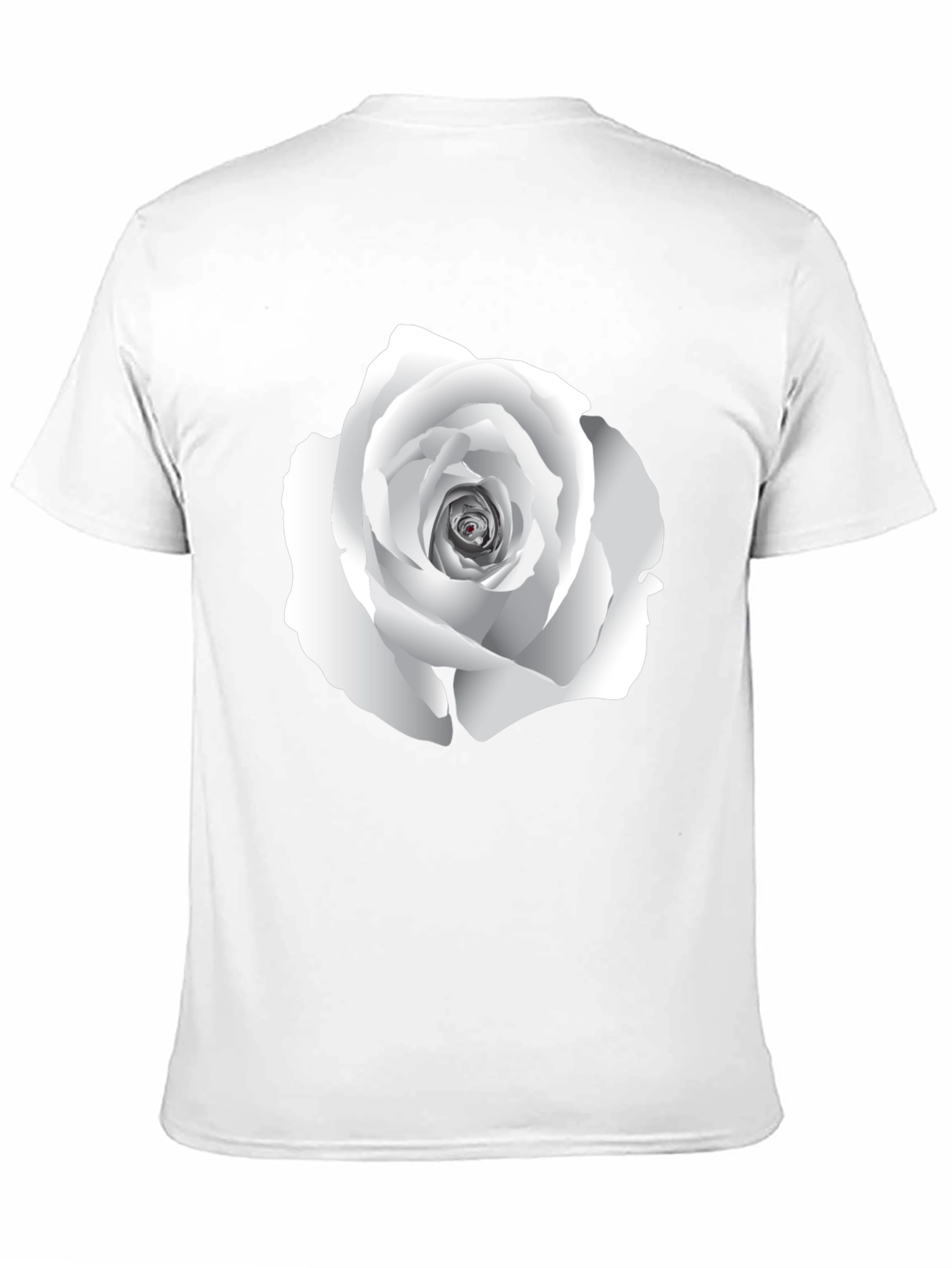 Elegant White Rose Graphic Tee - Black