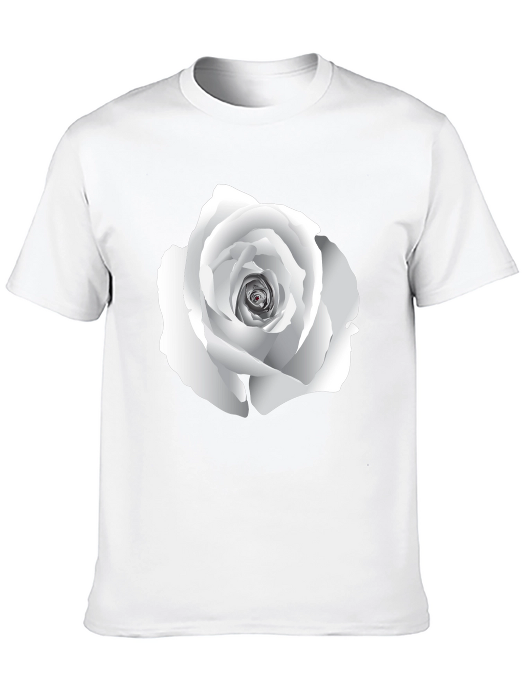 Elegant White Rose Graphic Tee - Black