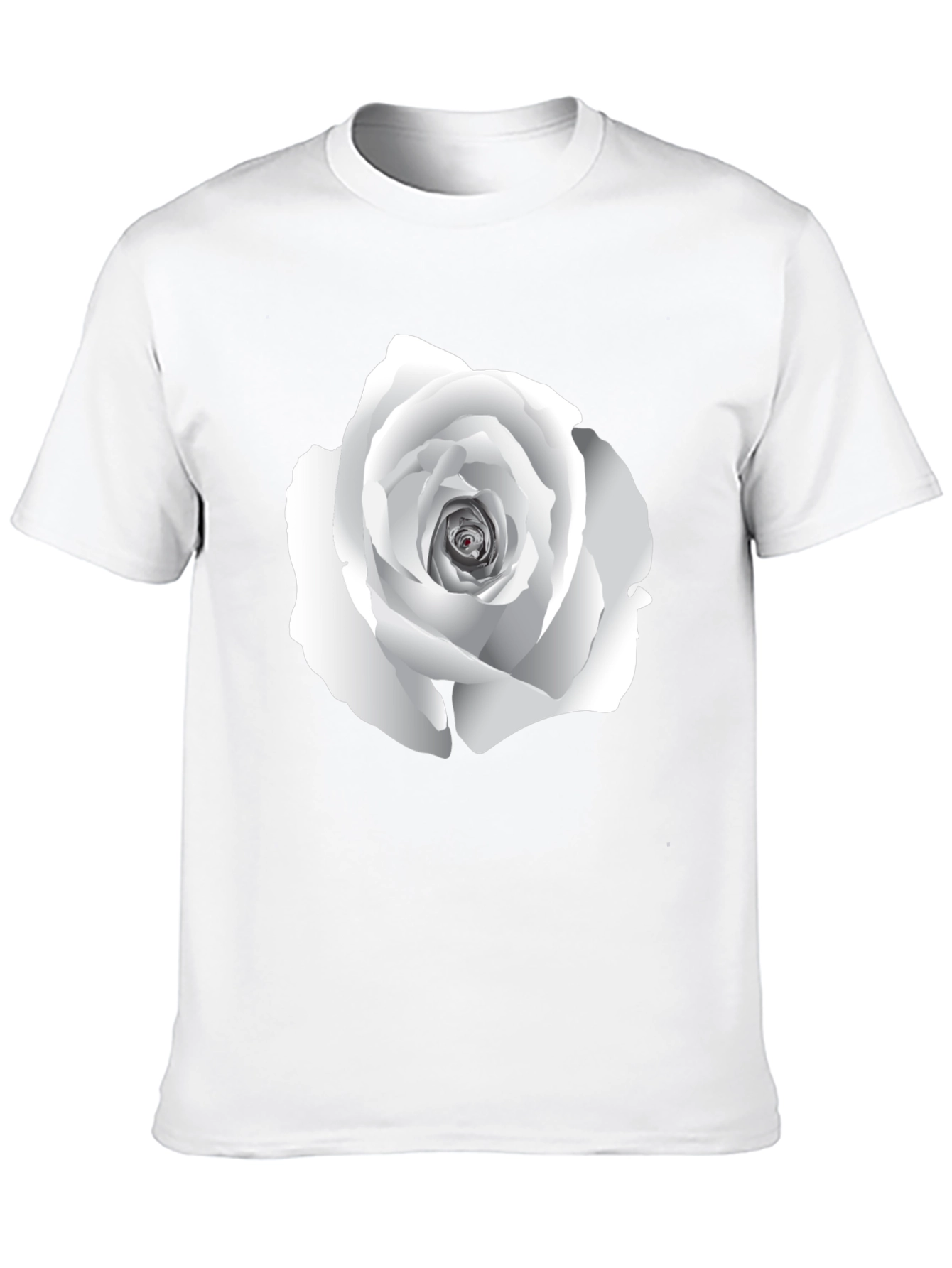 Elegant White Rose Graphic Tee - Black