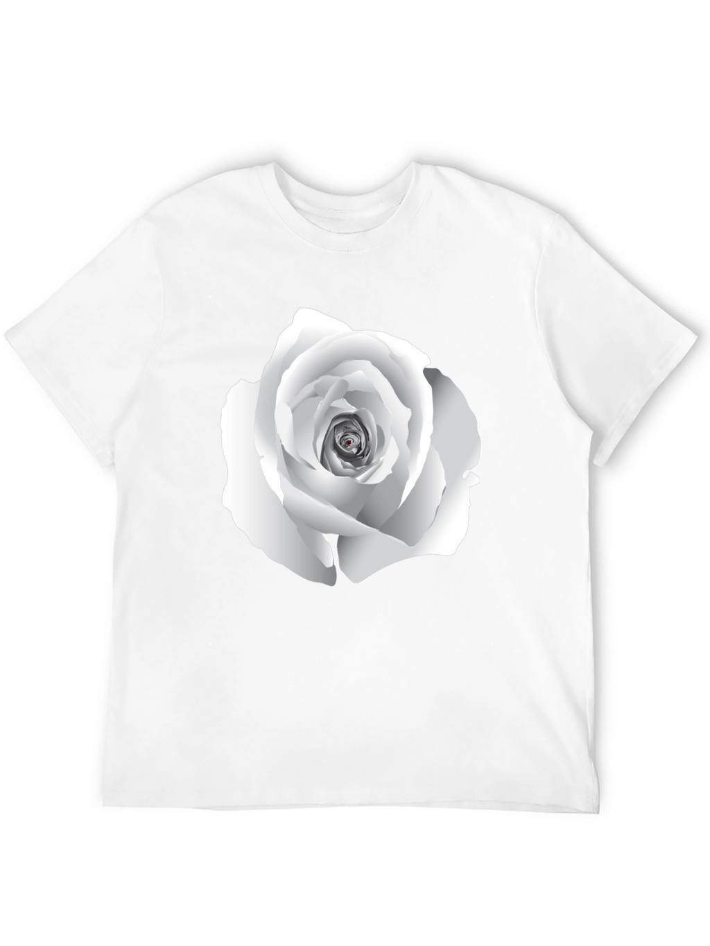 Elegant White Rose Graphic Tee - Black