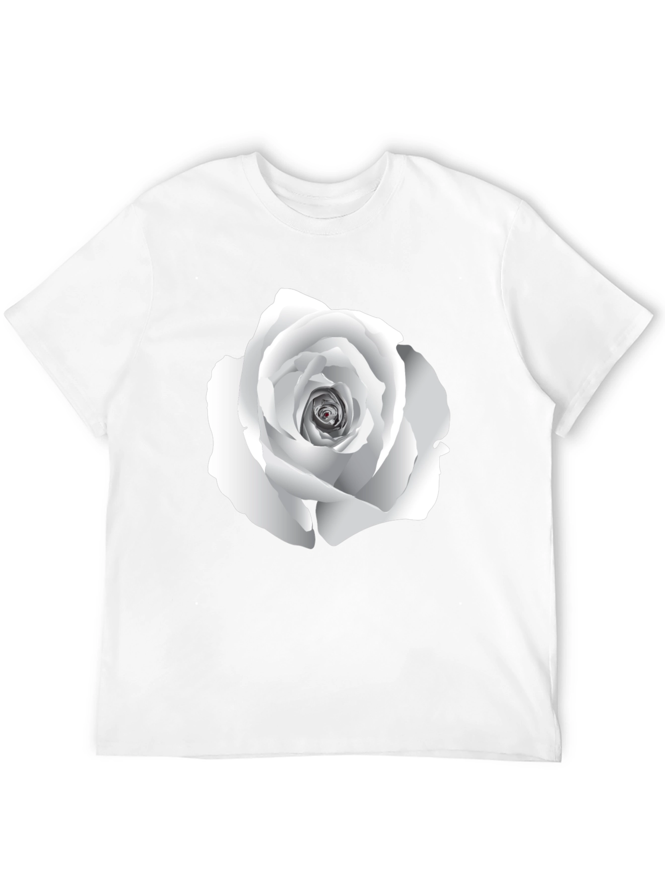 Elegant White Rose Graphic Tee - Black