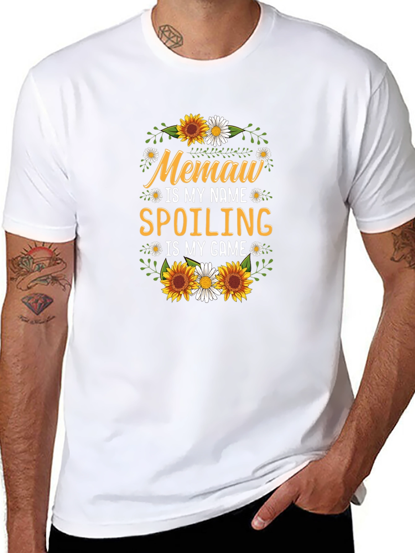 Memaw Spoiling Game T-Shirt Floral Design