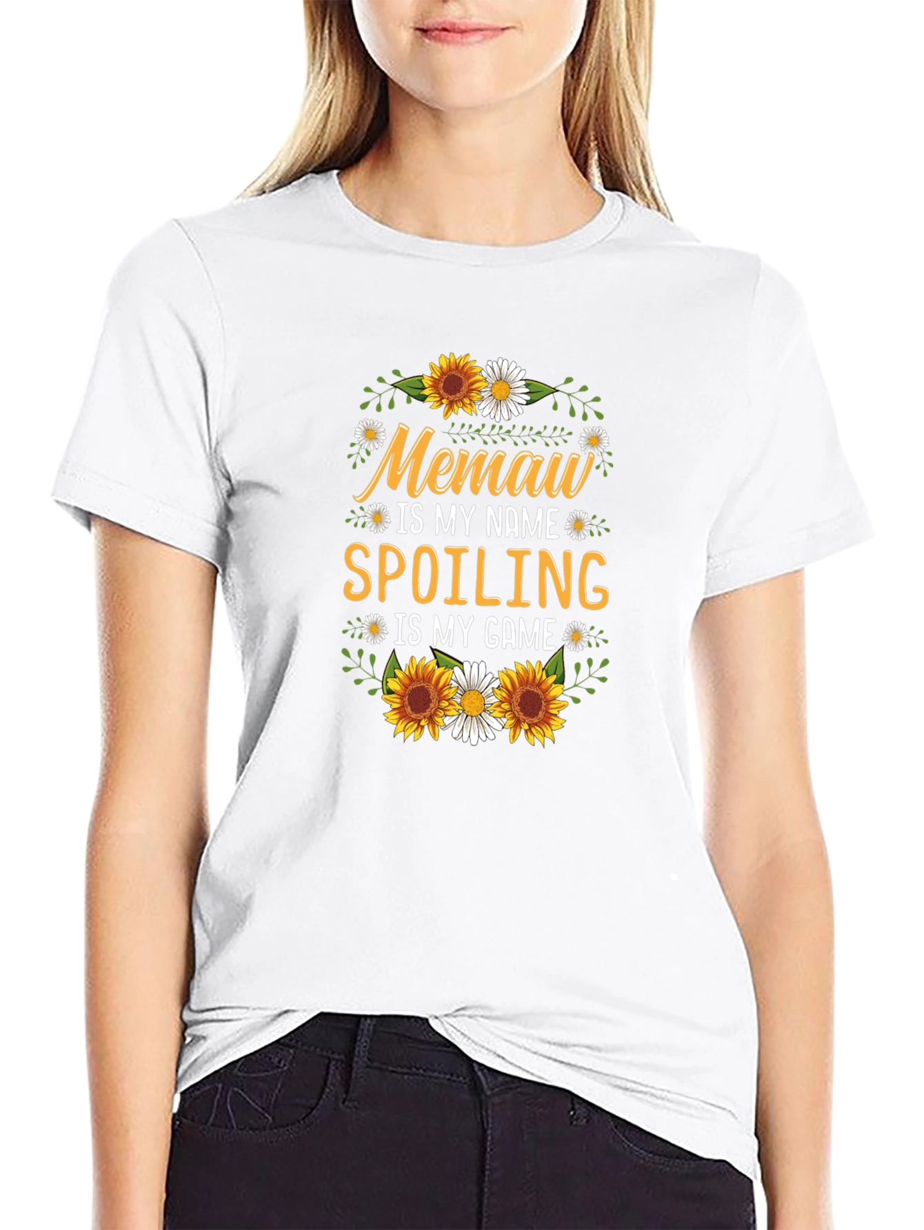 Memaw Spoiling Game T-Shirt Floral Design