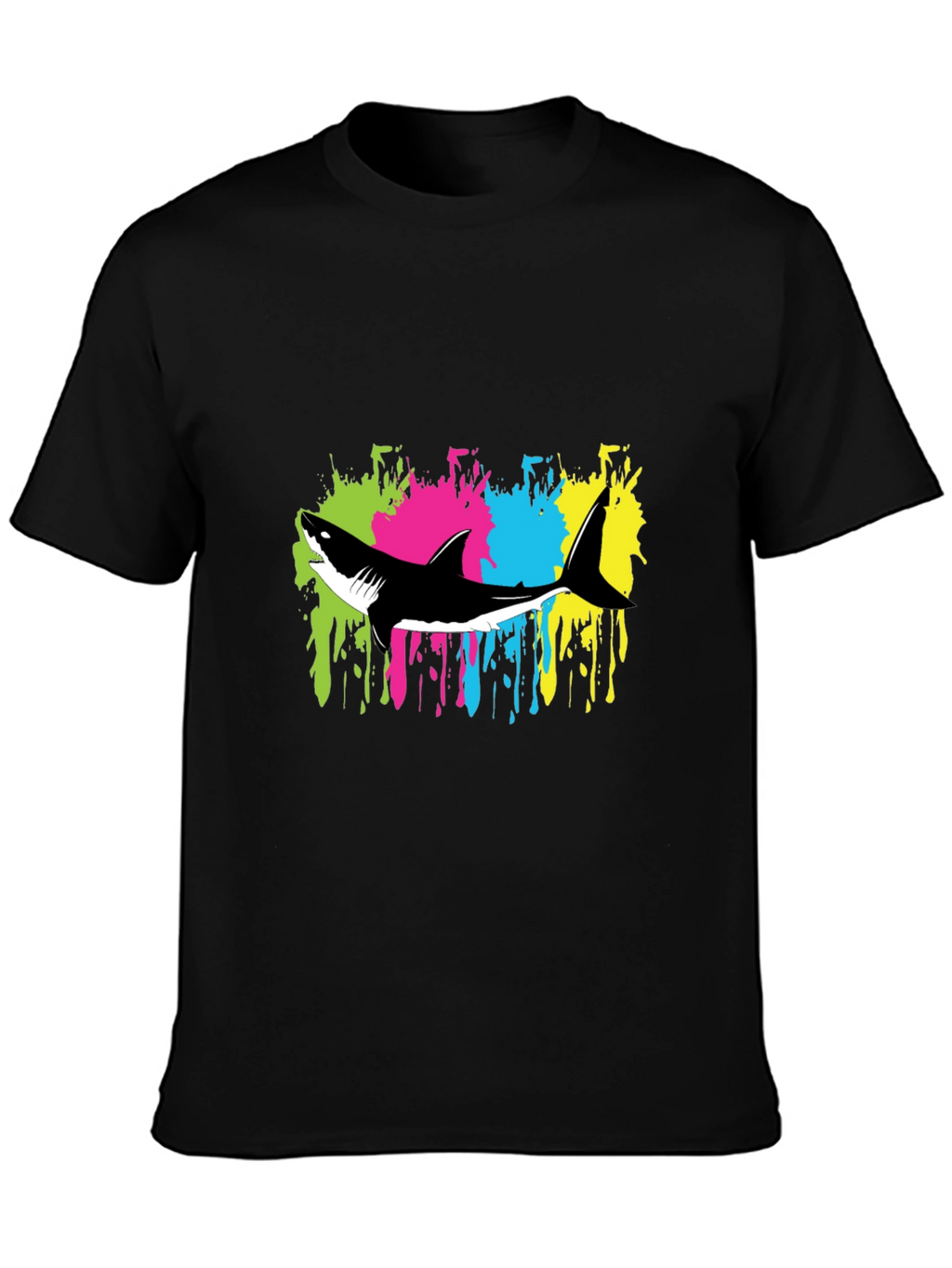 Shark Splash Graphic Tee - Trendy Mens Black T-Shirt
