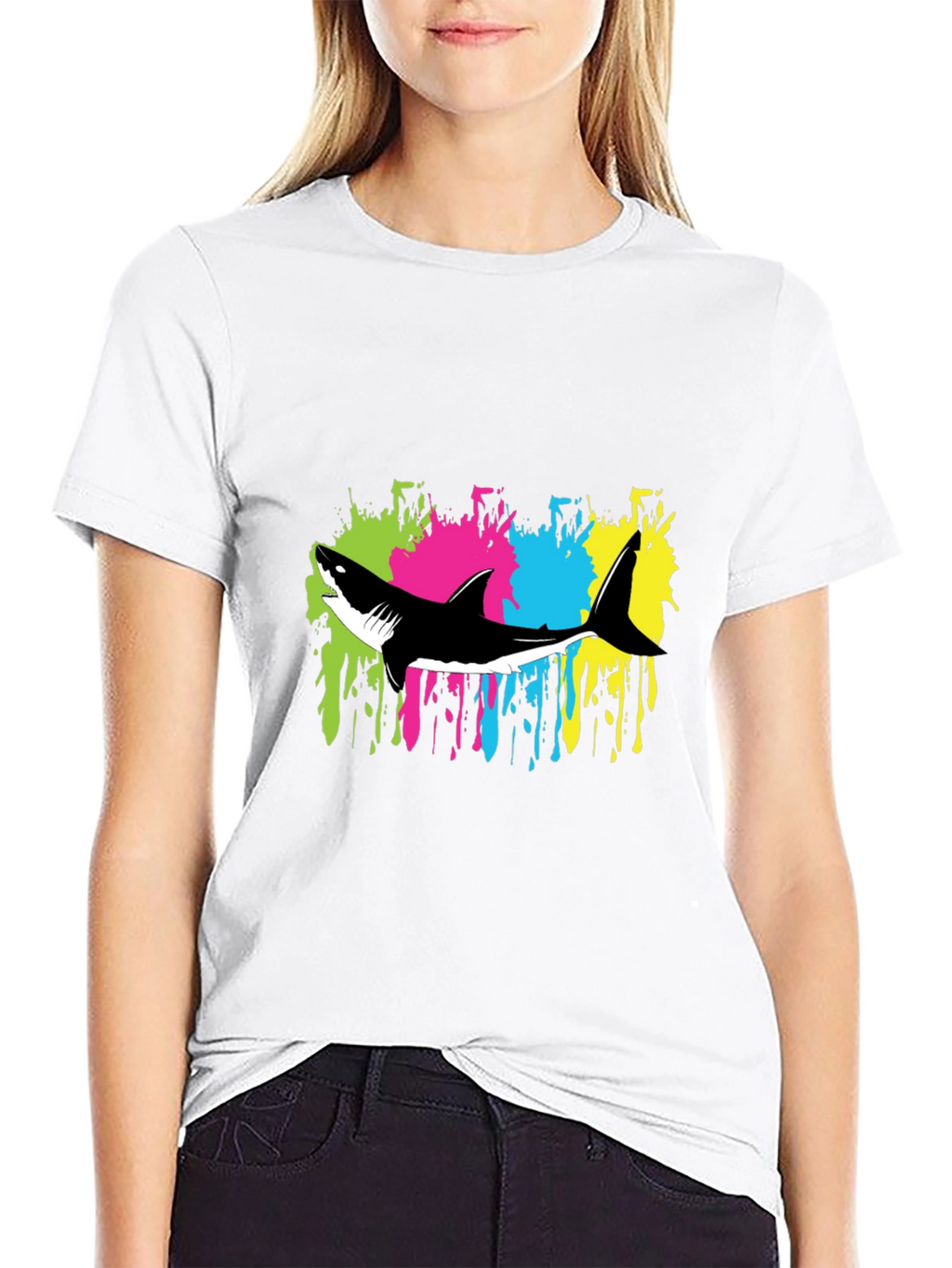 Shark Splash Graphic Tee - Trendy Mens Black T-Shirt