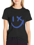 Smiley Face Graphic Black T-Shirt