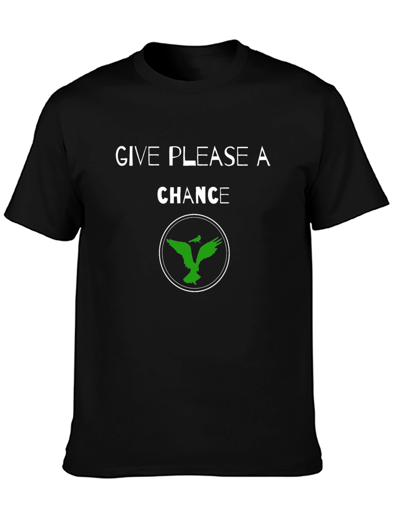 Give Please a Chance Black Graphic T-Shirt