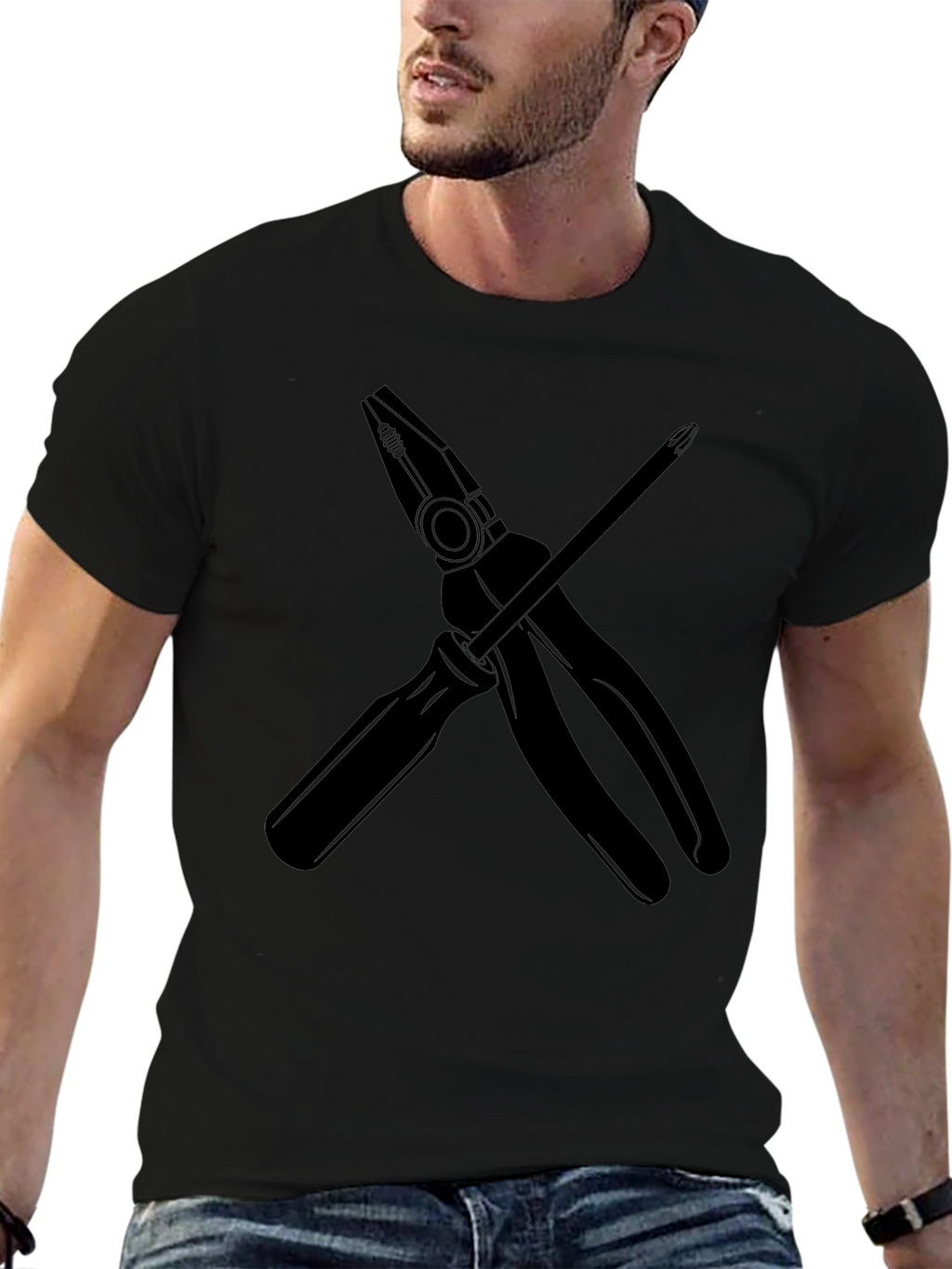 Pliers & Screwdriver Graphic T-Shirt - Black