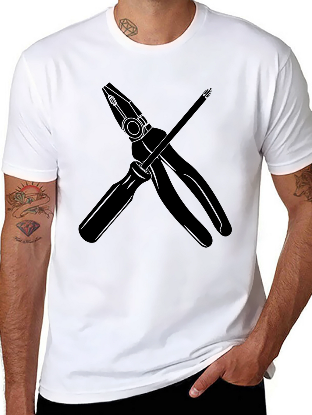 Pliers & Screwdriver Graphic T-Shirt - Black