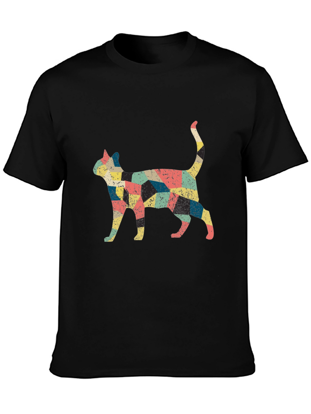 Retro Cat Graphic Black T-Shirt