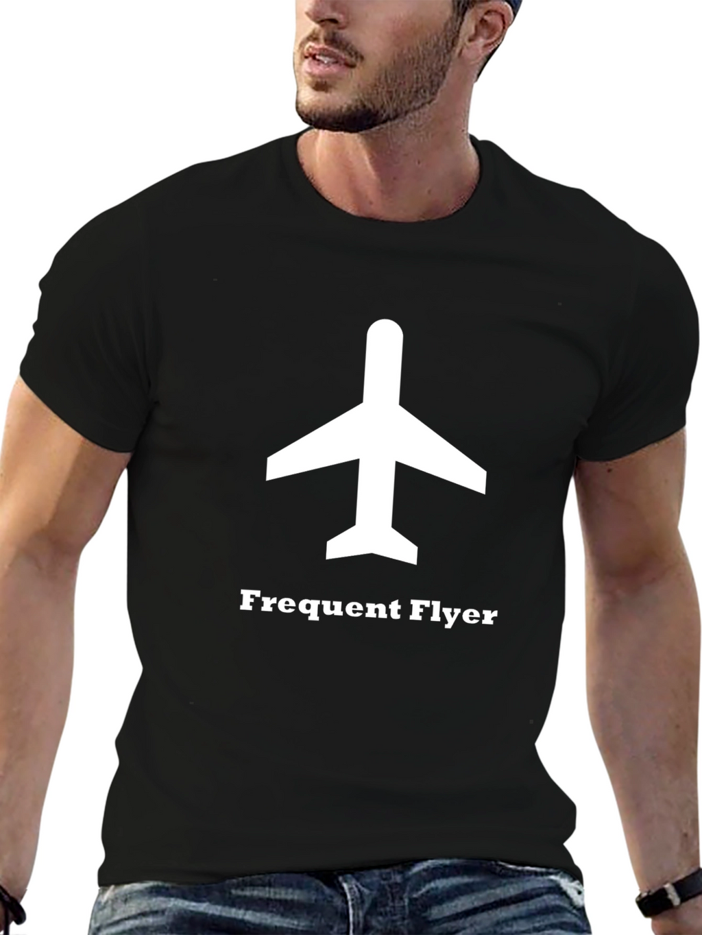 Frequent Flyer Graphic Tee - Black Cotton Airplane Shirt