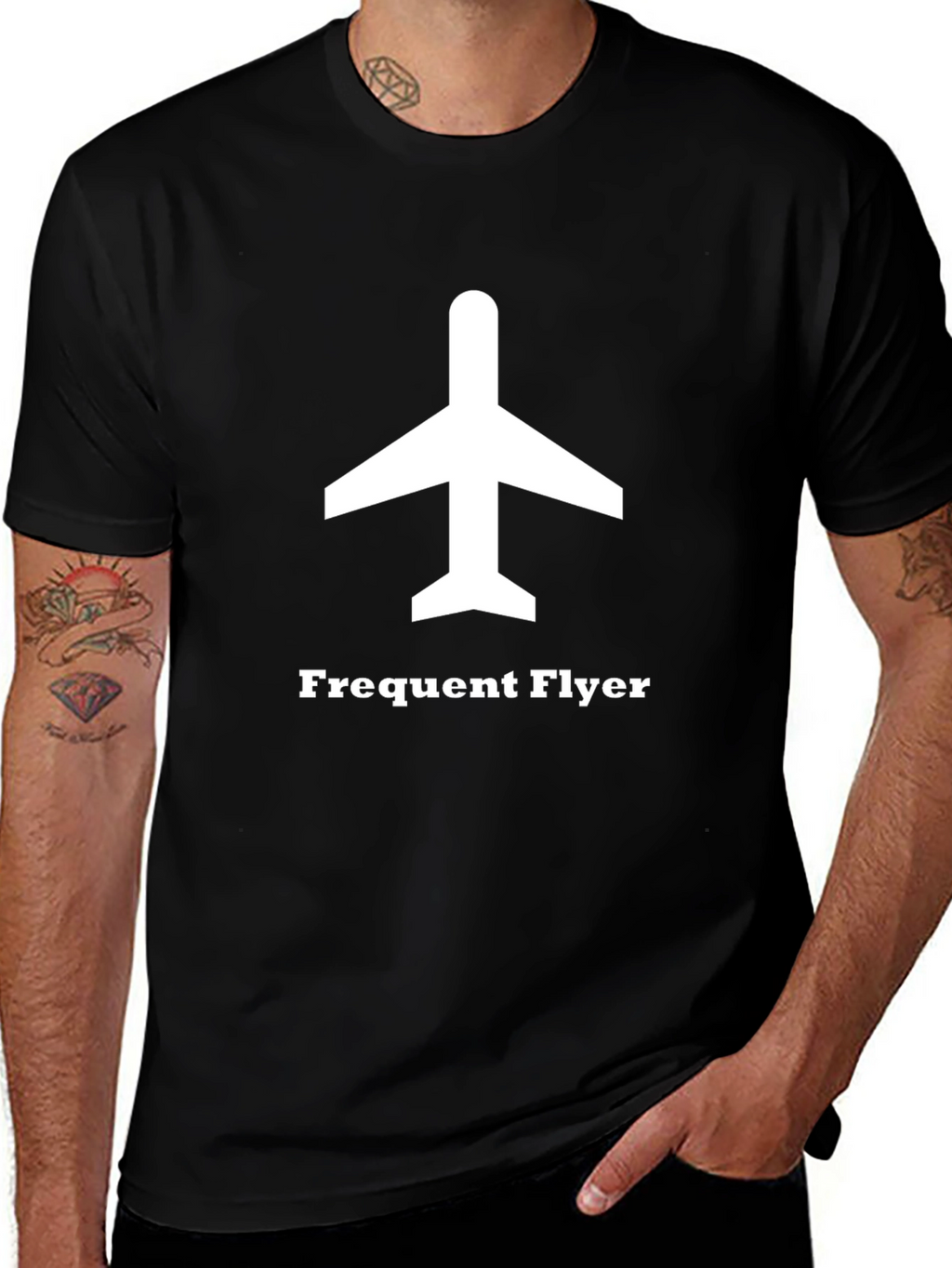 Frequent Flyer Graphic Tee - Black Cotton Airplane Shirt