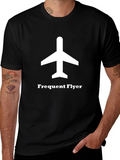 Frequent Flyer Graphic Tee - Black Cotton Airplane Shirt