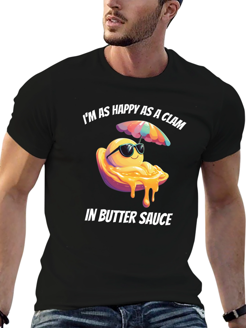 Happy Clam in Butter Sauce Graphic T-Shirt