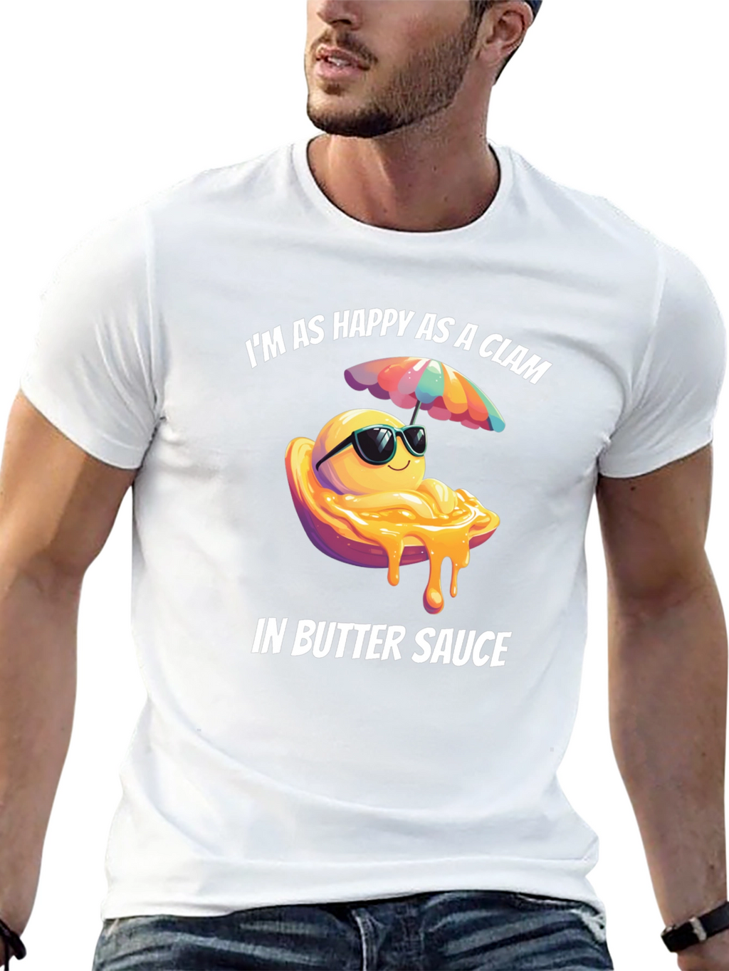 Happy Clam in Butter Sauce Graphic T-Shirt