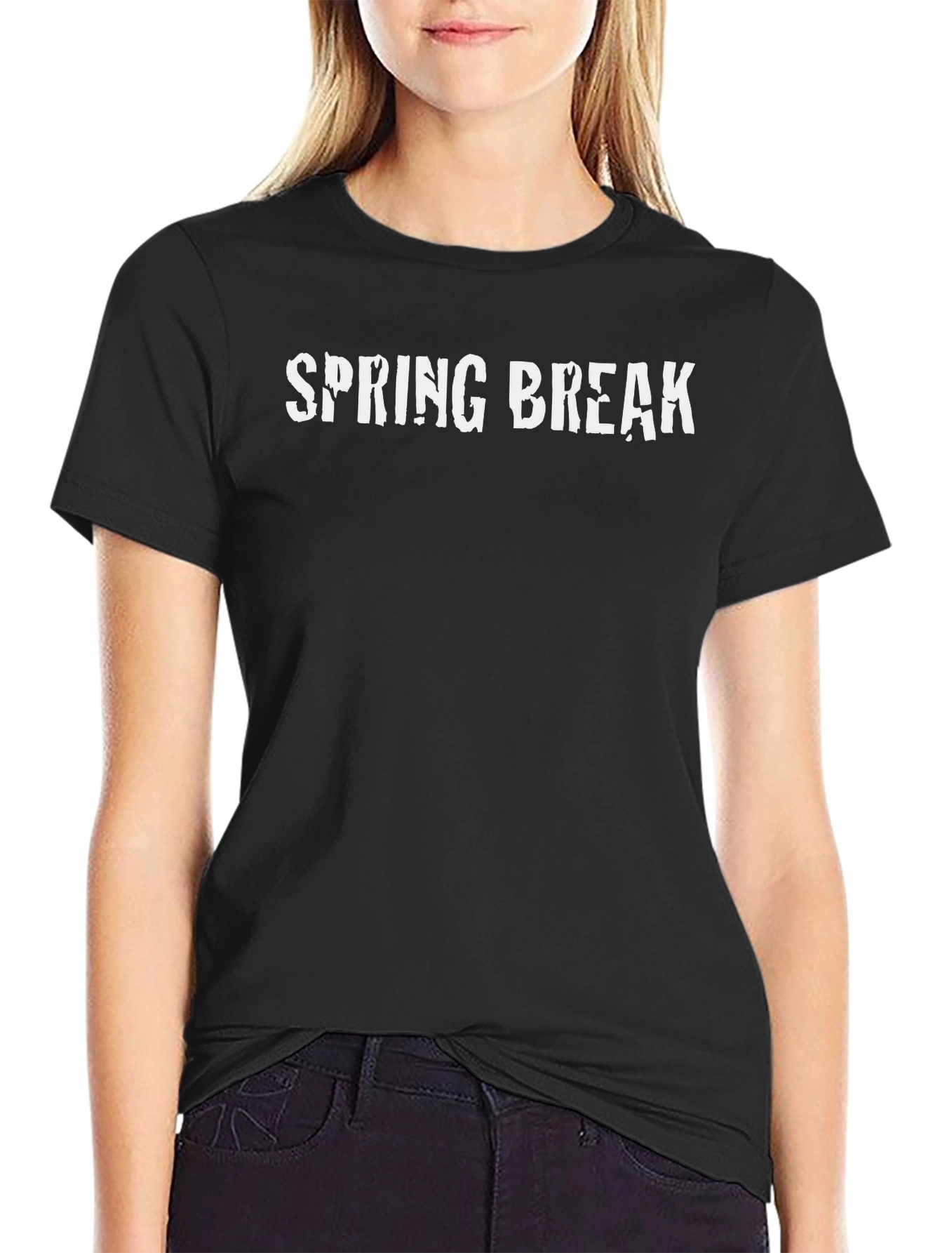 Spring Break Graphic Tee - Black Cotton T-Shirt