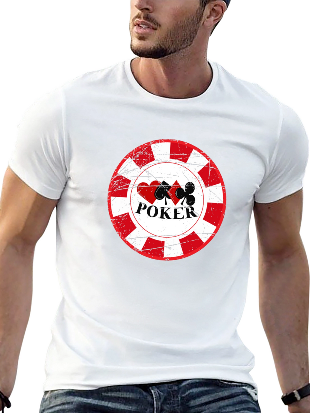 Poker Chip Graphic Tee - Black Cotton T-Shirt