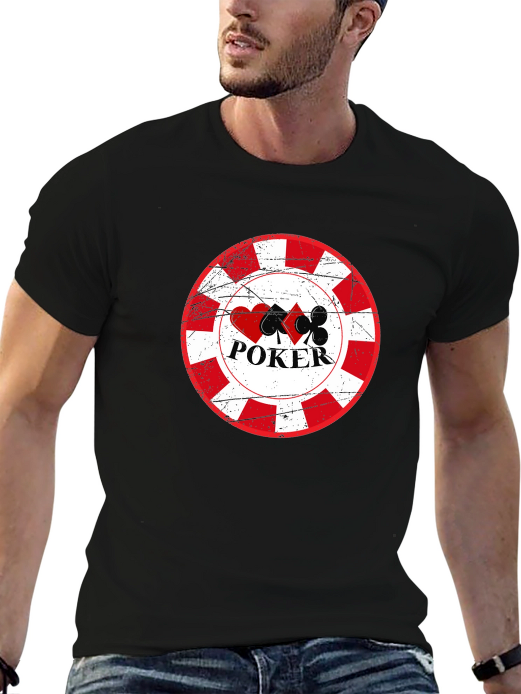 Poker Chip Graphic Tee - Black Cotton T-Shirt