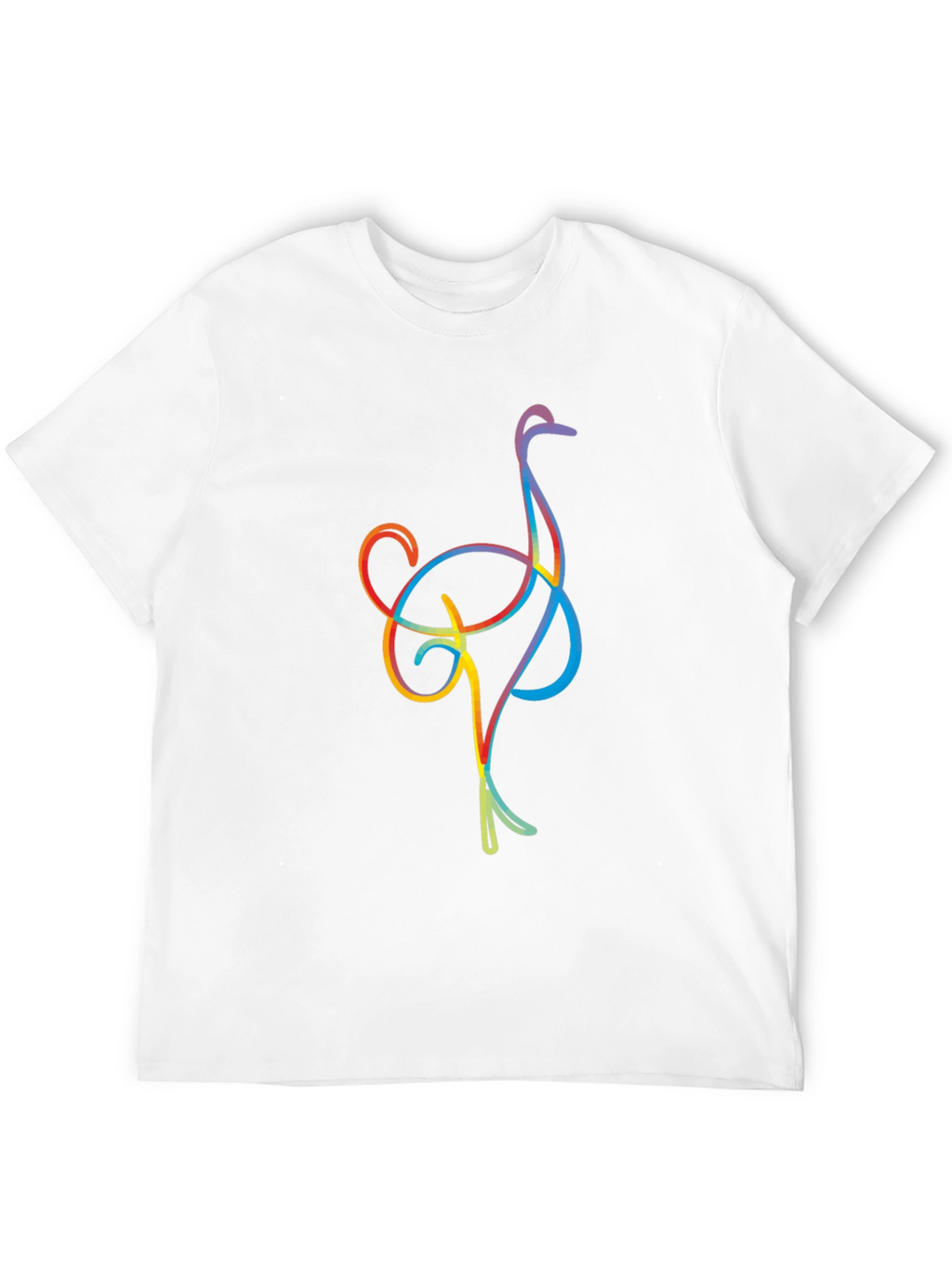 Ostrich Line Art Graphic Tee - Black Casual T-Shirt