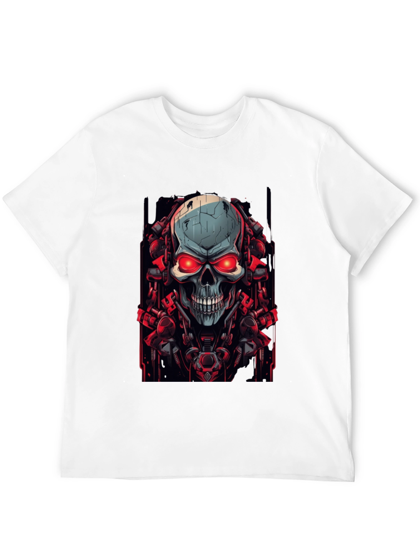 Cyberpunk Skull Graphic Black T-Shirt