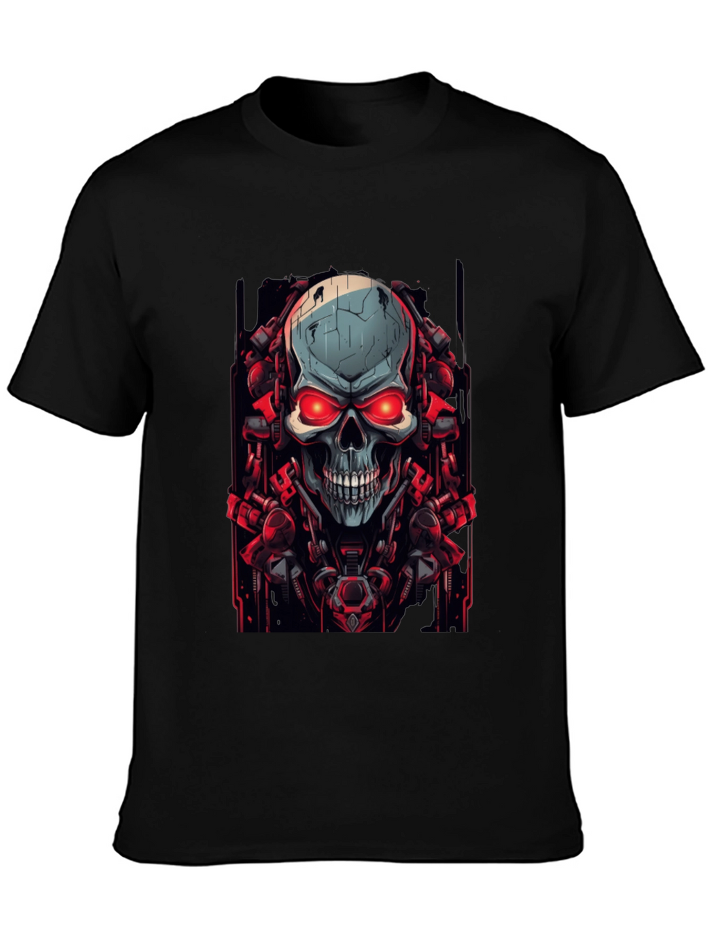 Cyberpunk Skull Graphic Black T-Shirt