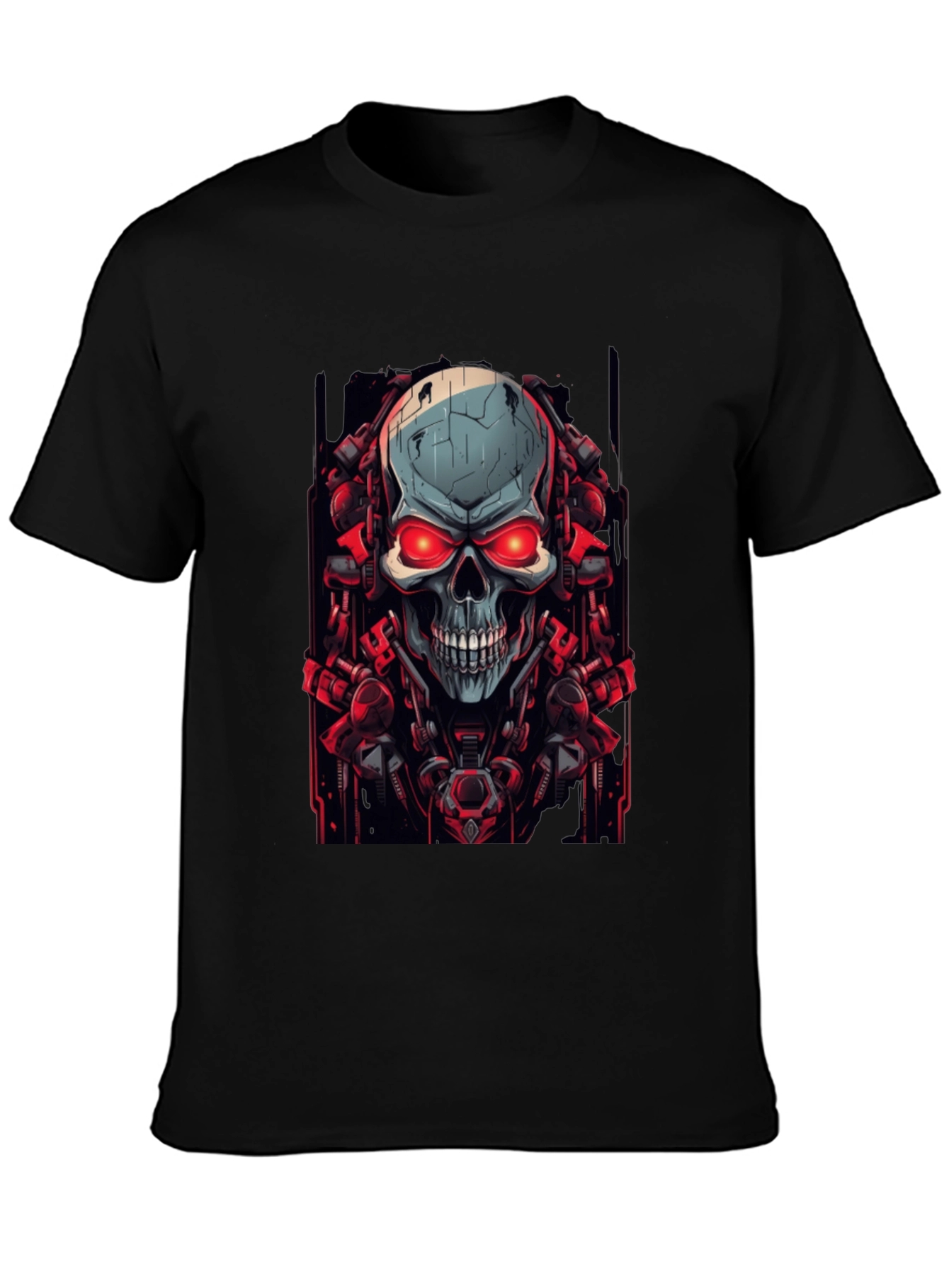 Cyberpunk Skull Graphic Black T-Shirt