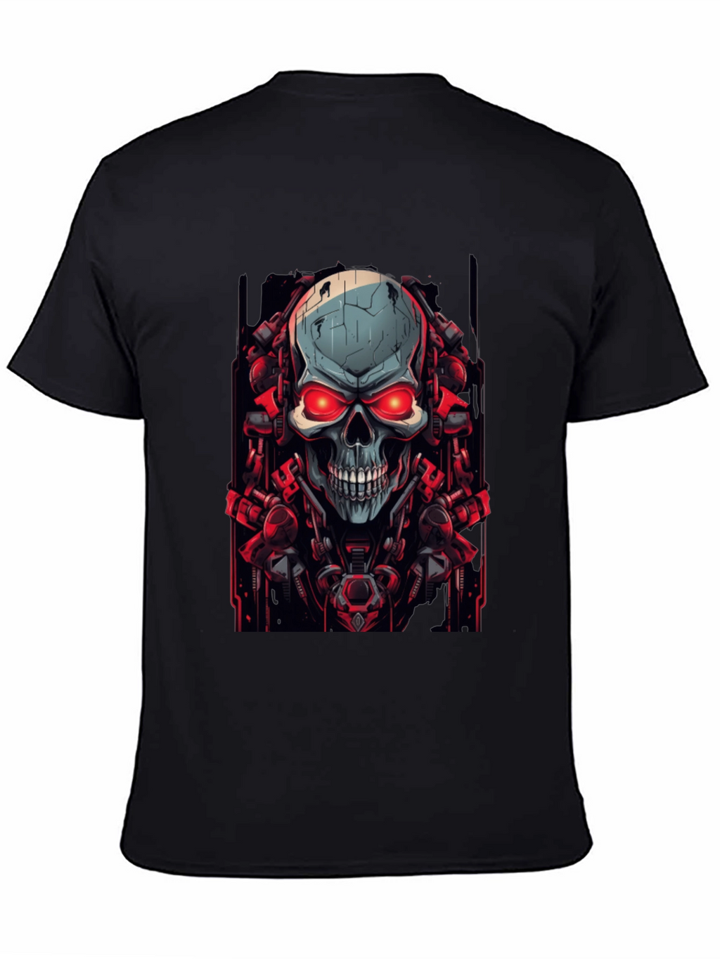Cyberpunk Skull Graphic Black T-Shirt