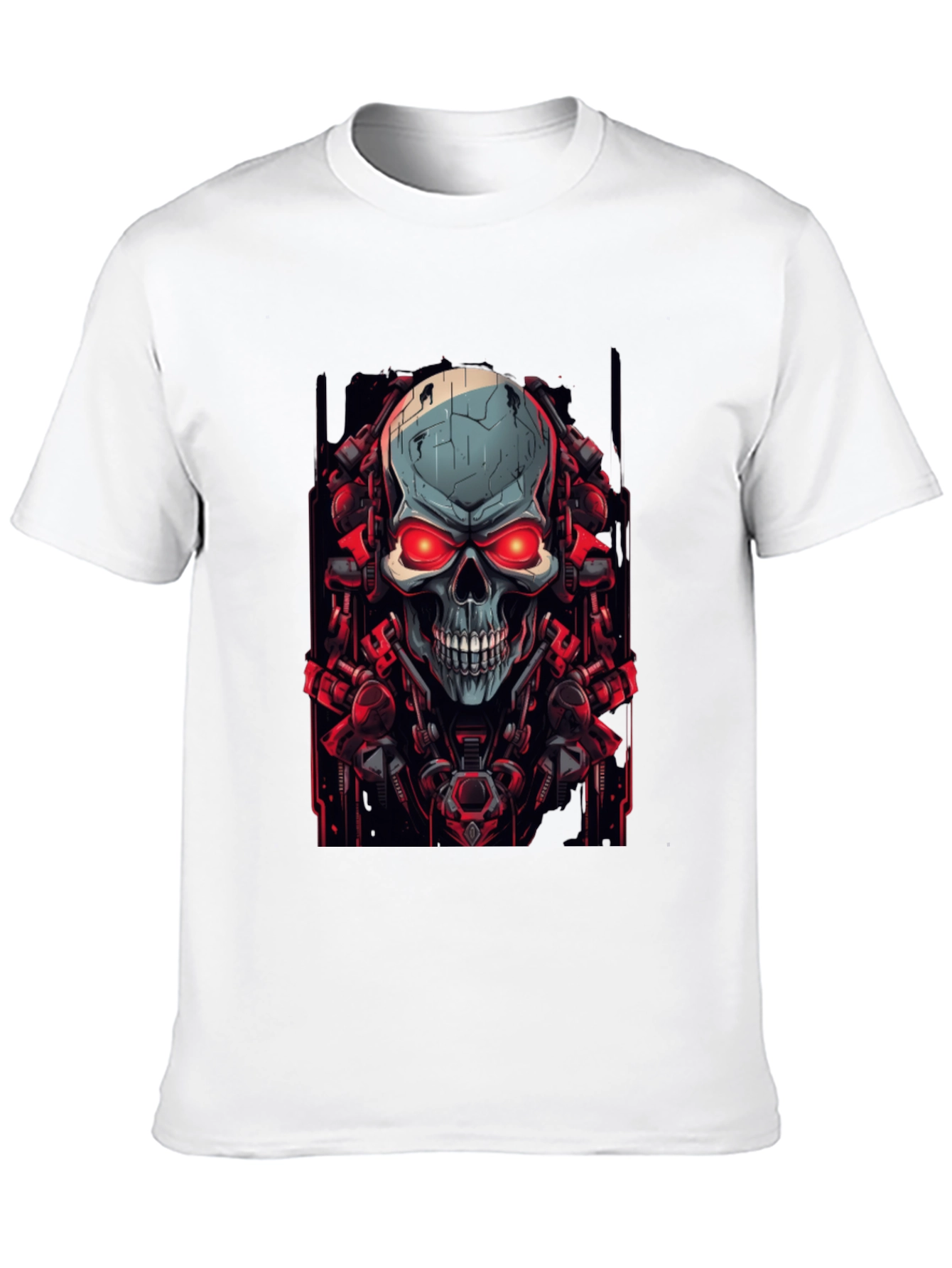 Cyberpunk Skull Graphic Black T-Shirt