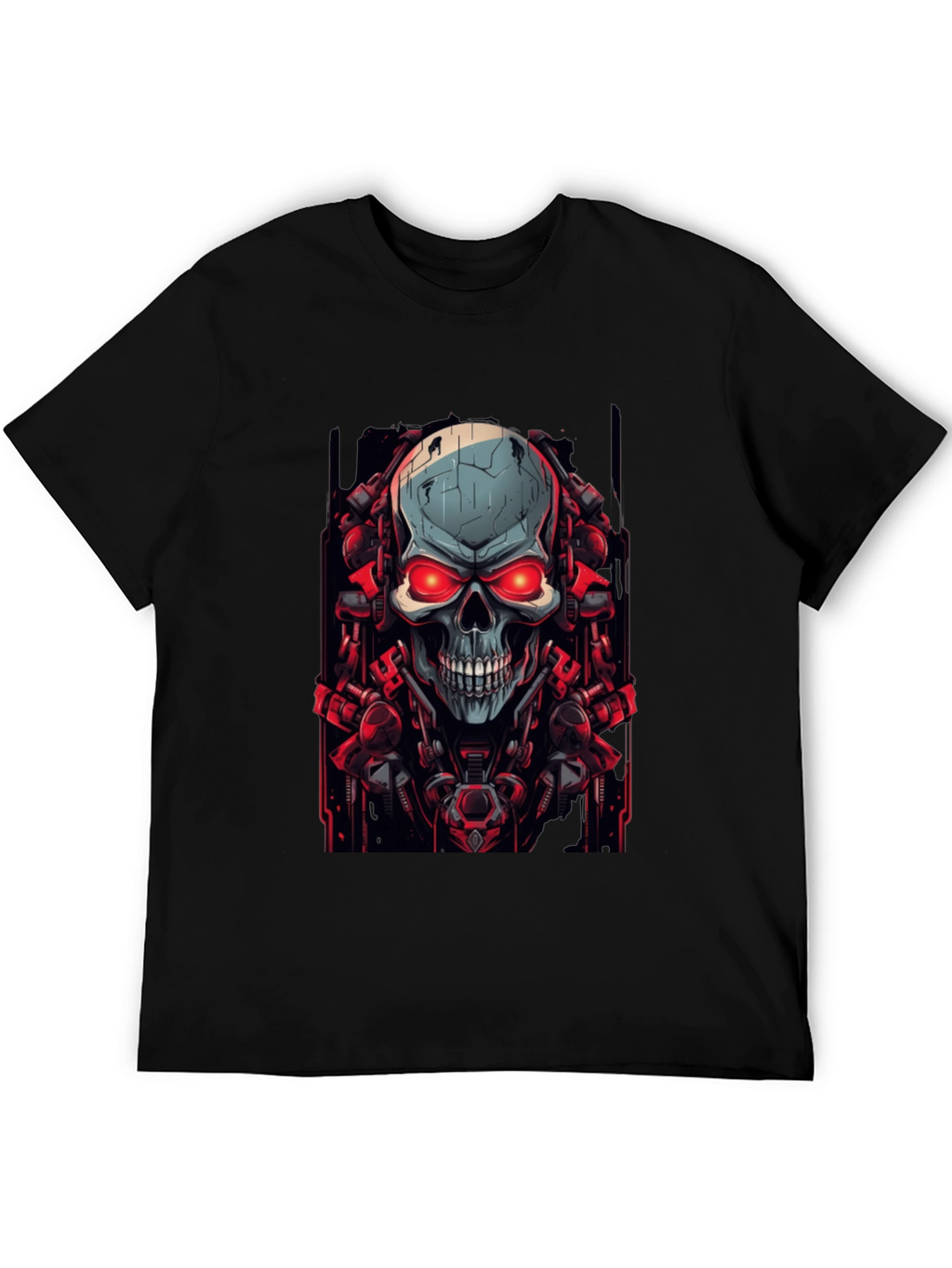 Cyberpunk Skull Graphic Black T-Shirt