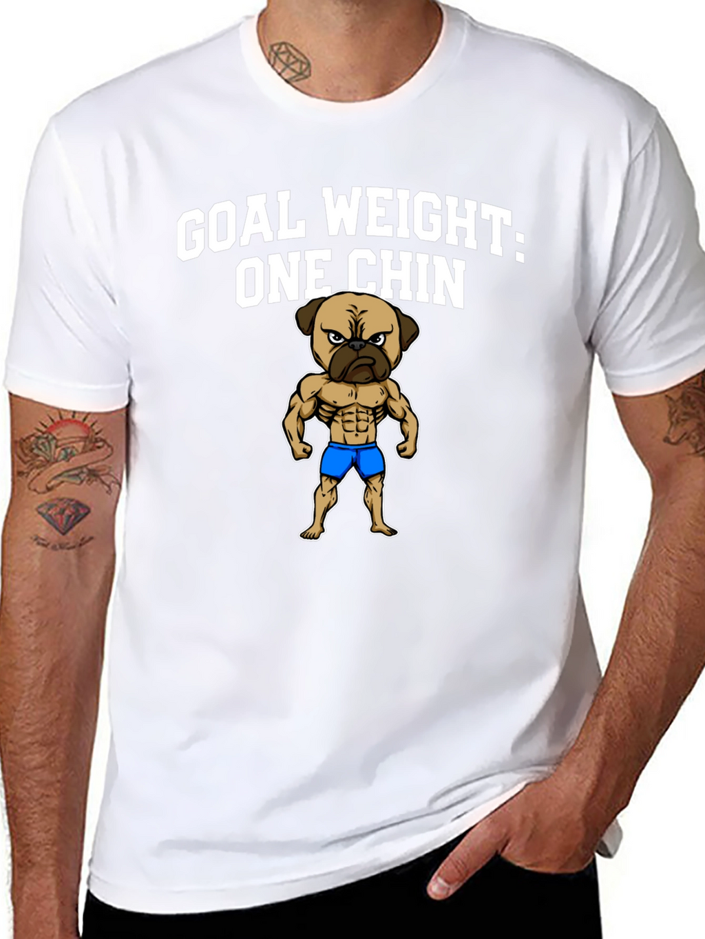 Goal Weight One Chin Pug Graphic Tee