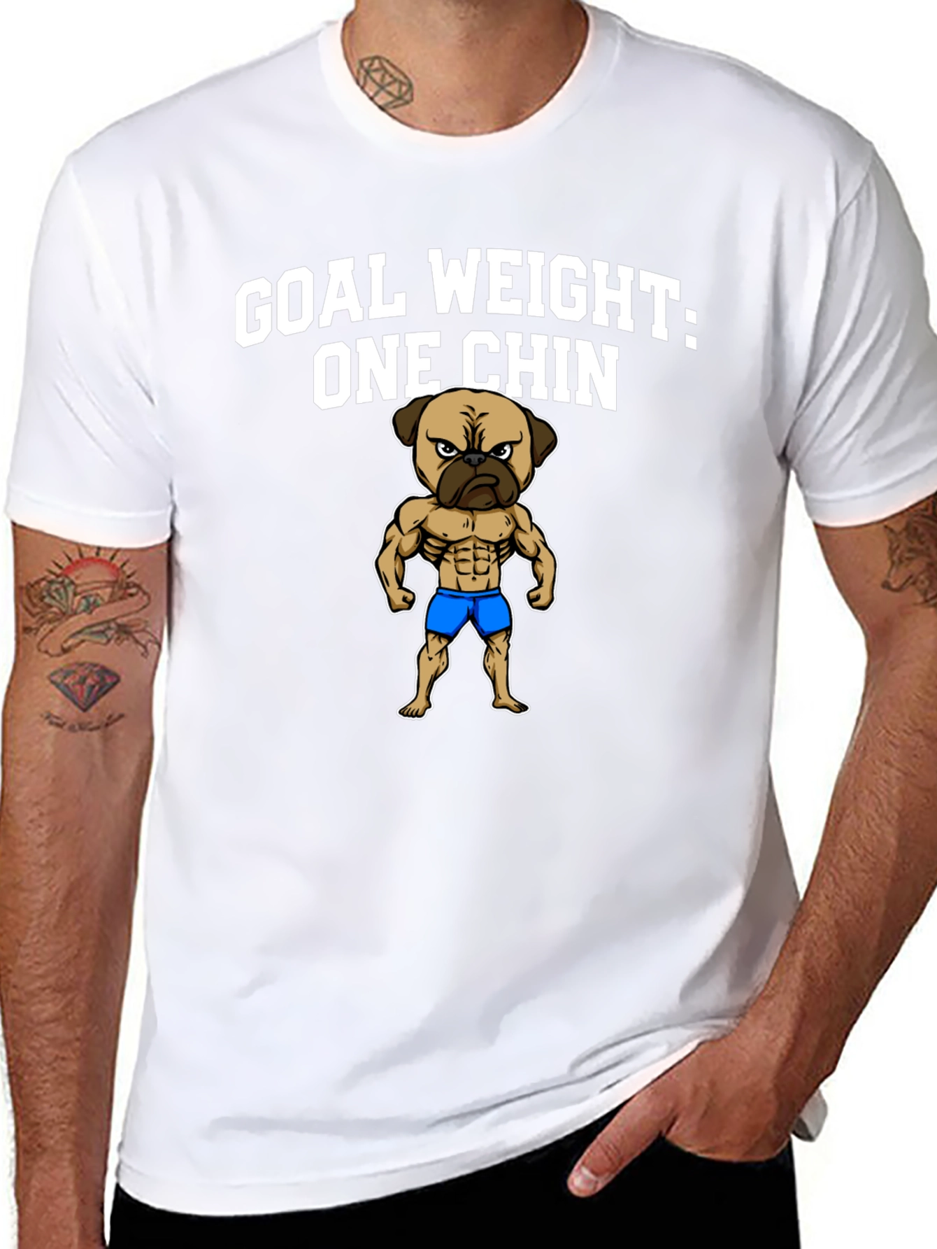 Goal Weight One Chin Pug Graphic Tee