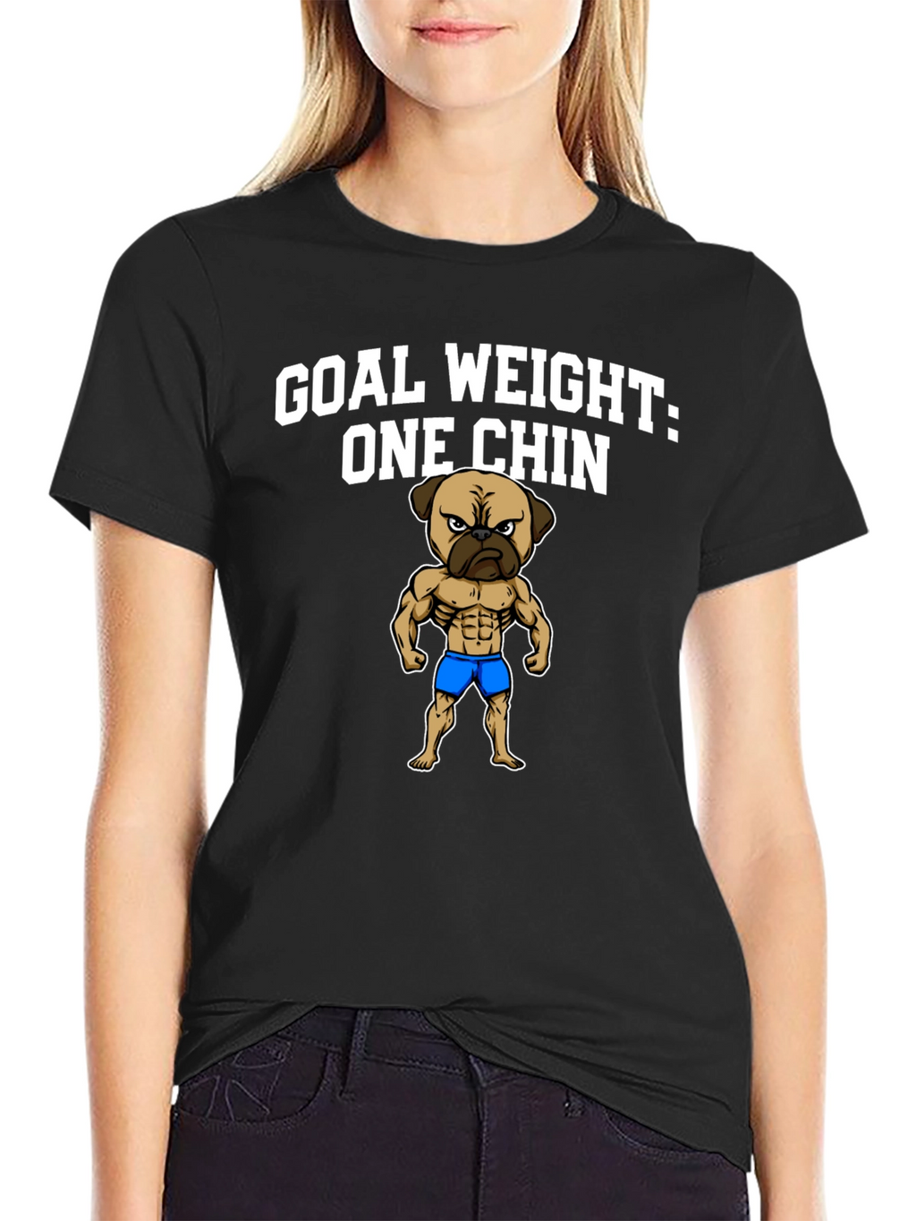 Goal Weight One Chin Pug Graphic Tee