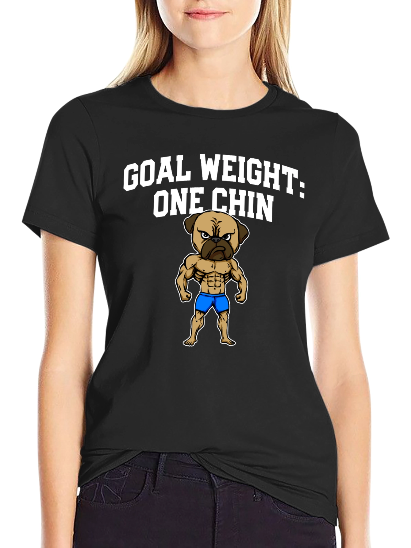 Goal Weight One Chin Pug Graphic Tee