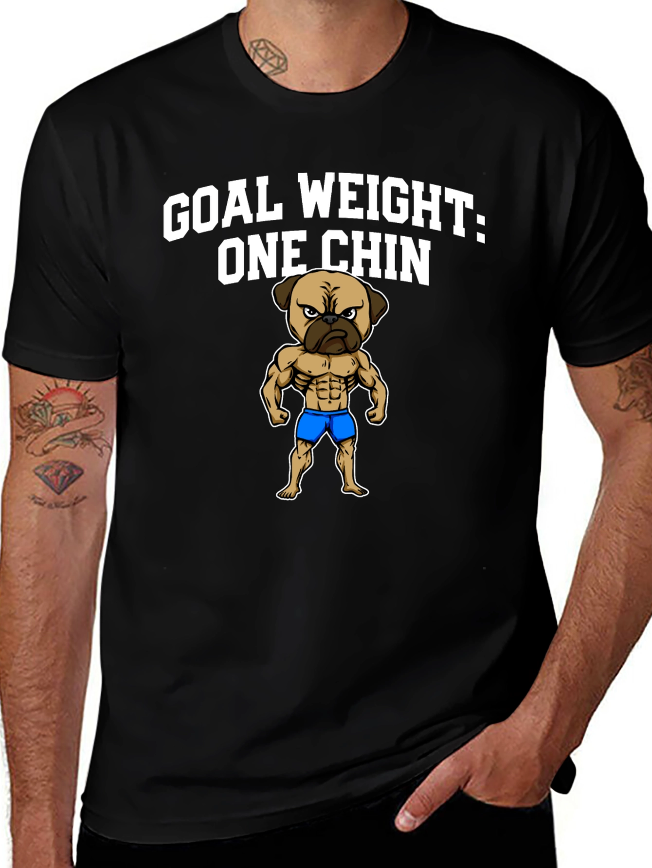 Goal Weight One Chin Pug Graphic Tee