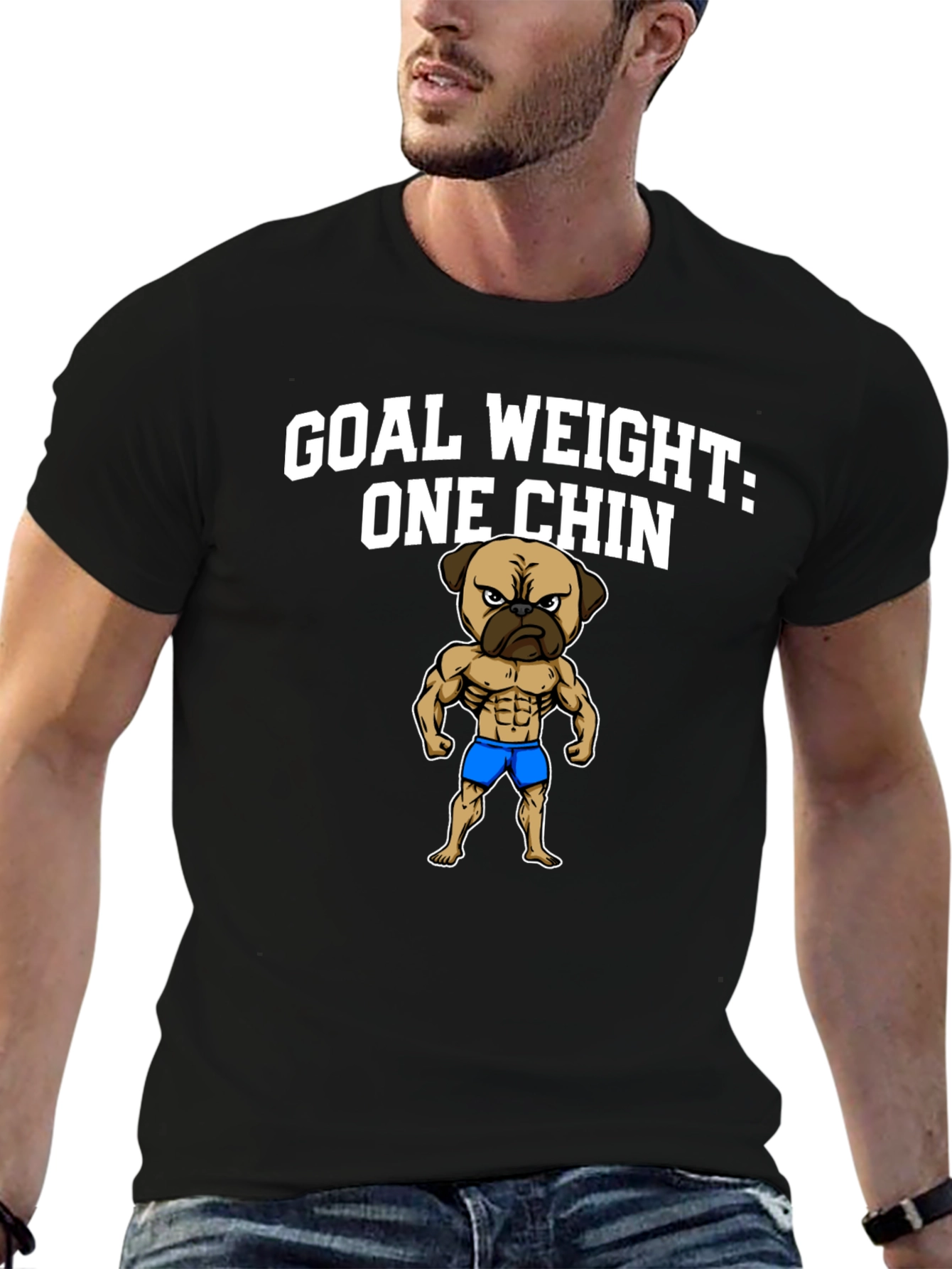 Goal Weight One Chin Pug Graphic Tee