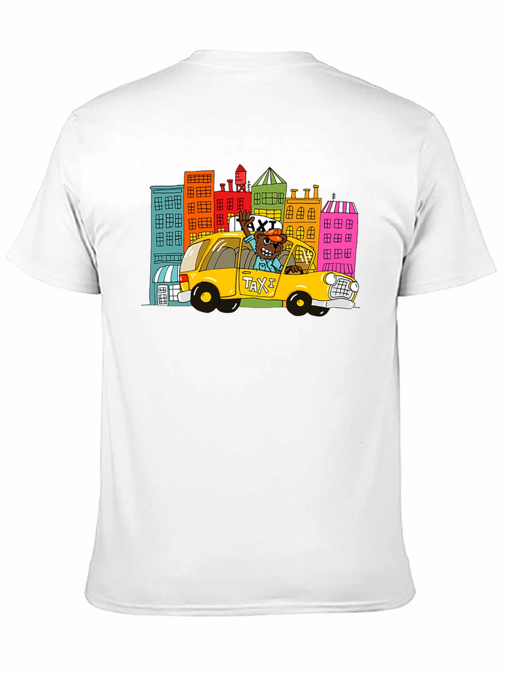 Cartoon Taxi Graphic Tee - Black