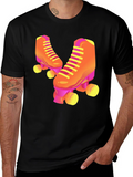 Retro Roller Skate Graphic Tee - Black