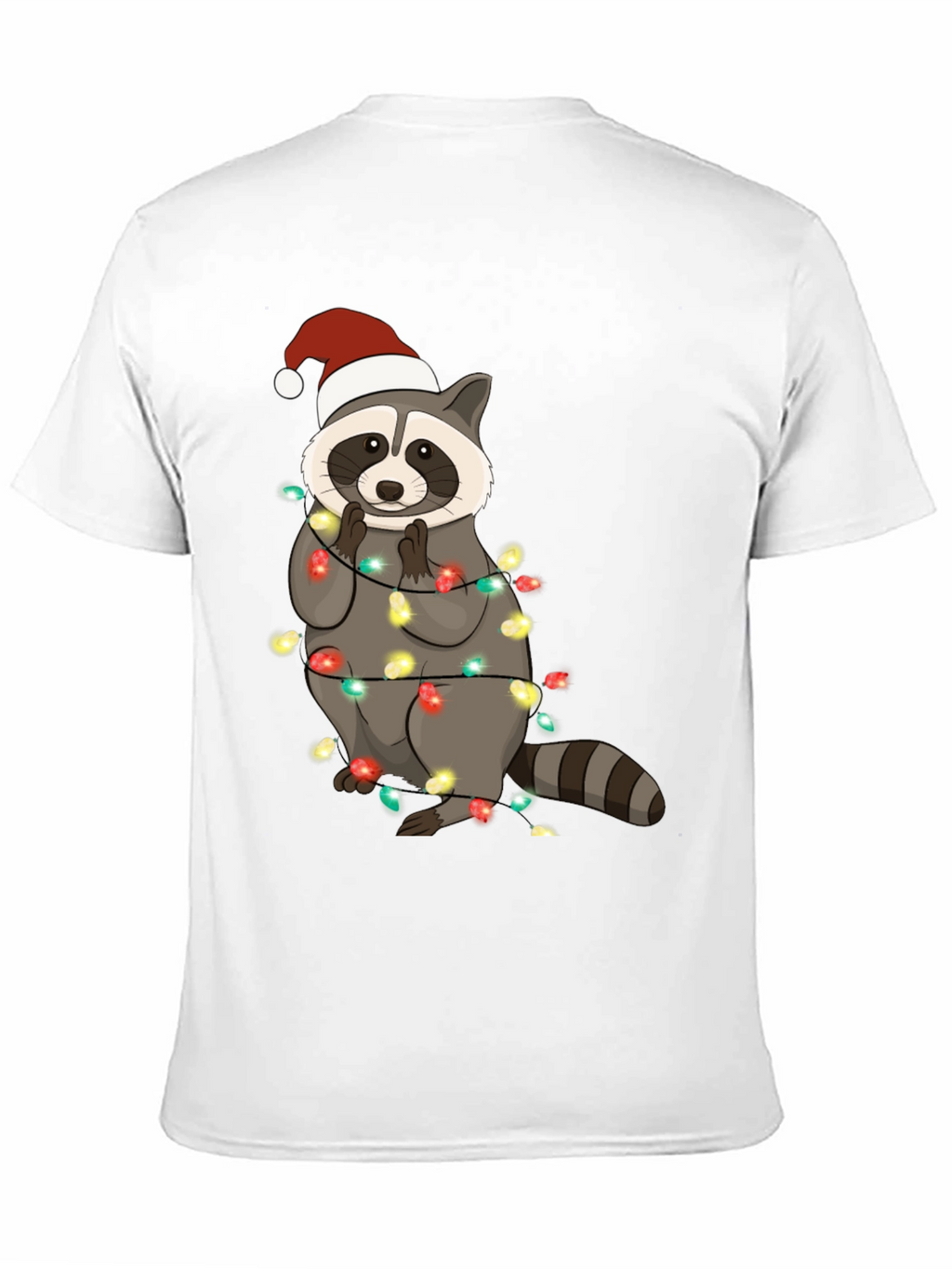 Christmas Raccoon Lights Mens Black T-Shirt