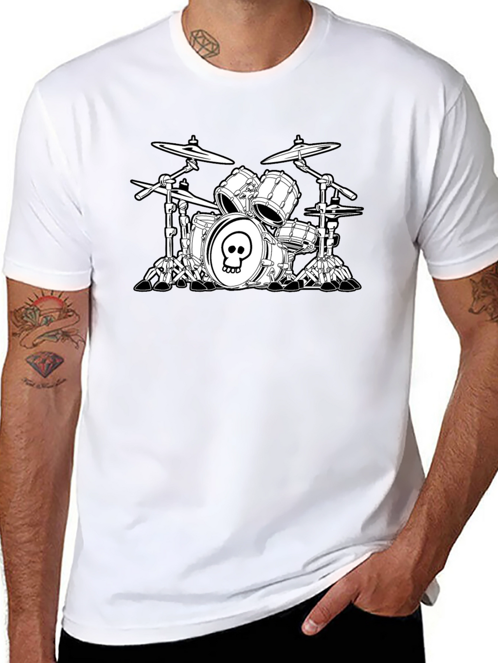 Skull Drum Set Graphic Tee