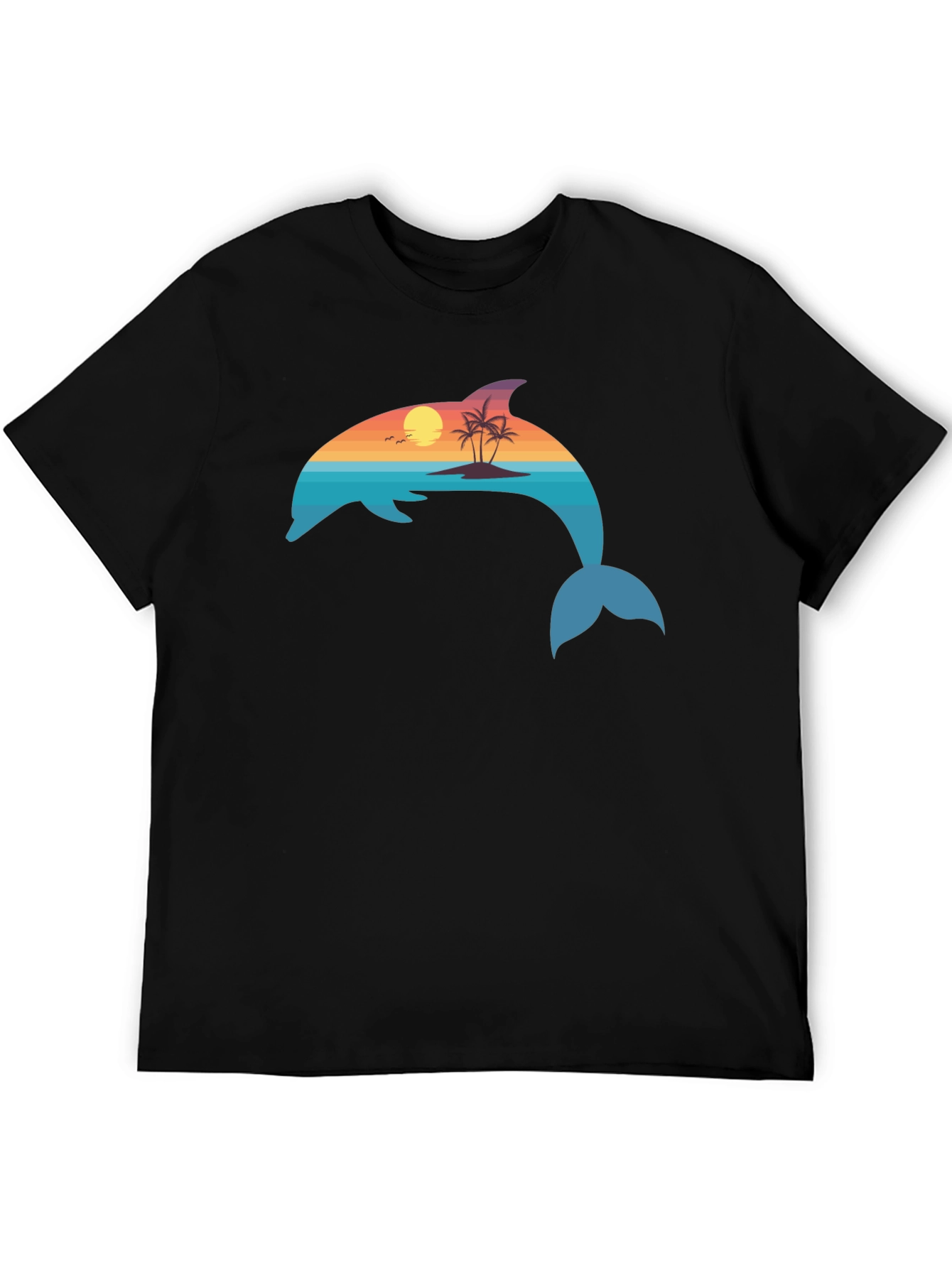 Dolphin Sunset Graphic T-Shirt - Coastal Vibes